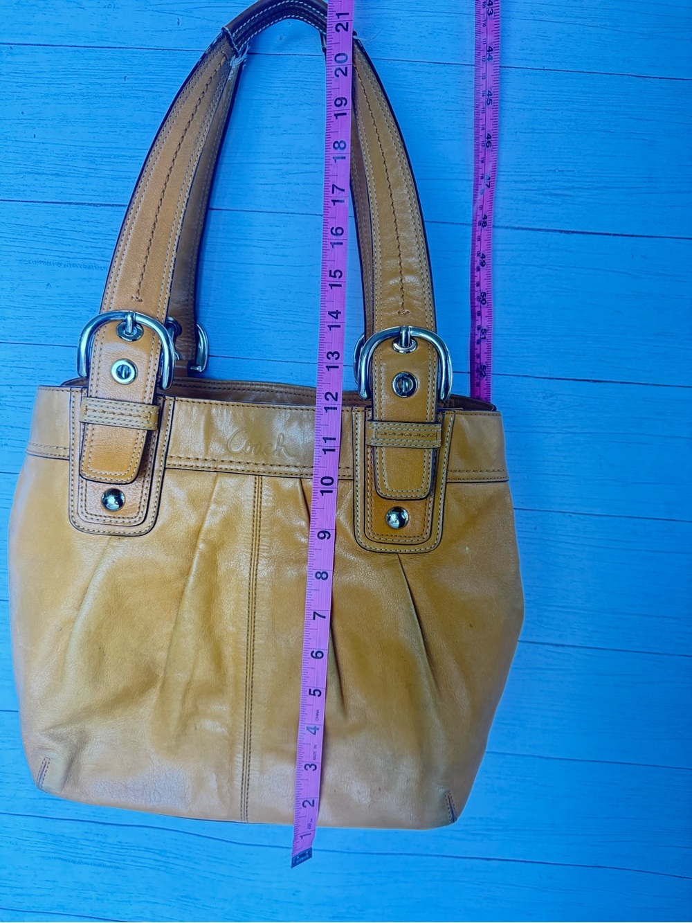 Coach Soho Pleated Mustard Leather Shoulder Bag & Wallet Set F15045 - Picture 9 of 16